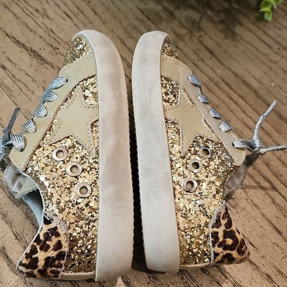 Gold Glitter Leopard Sneakers Size 10 - Picture 4 of 8